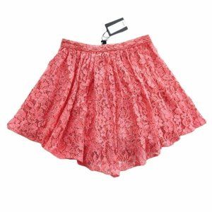 NBD x Revolve Make Me Blush Floral Lace Lined Mini Skirt in Pink Sorbet S